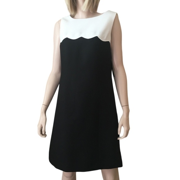 Tahari A. Levine Dress Sleeveless Boat Neck Scalloped Yoke Colour Block Shift - Picture 3 of 15